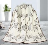 Bílo-hnědá vlněná deka z kašmíru s motivem ornamentů | 155/200