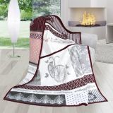 Vzorovaná deka s romantickými prvky v šedo-růžové kombinaci | 150/200