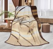 Hřejivá deka béžovo-hnědé barvy s motivem Kapradí o velikosti 150x200 cm | 150/200