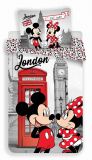 Bavlněné povlečení Minnie a Mickey Mouse v Londýně s telefonní budkou | 1x 140/200, 1x 90/70