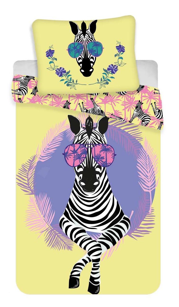 Bavlněné povlečení s motivem zebry na žlutém podkladu - Zebra Jerry Fabrics
