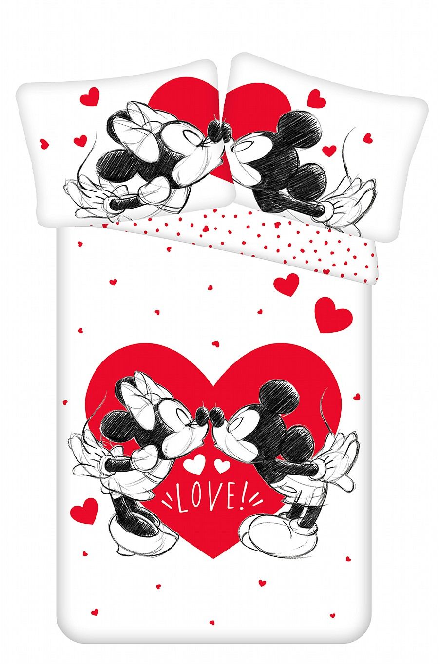 Povlečení Mickey a Minnie v srdíčku Love Jerry Fabrics