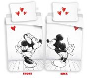 Krásné oboustranné povlečení Minnie a Mickey Mouse na bílém  | 1x 140/200, 1x 90/70