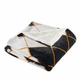 Mikroflanelová deka s imitací ovčí vlny Káry černošedé | 1x 150/200